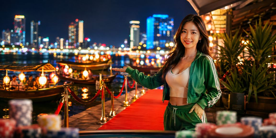 Người dùng xem thông tin cá cược và khuyến mãi trên bãi biển Đà Nẵng buổi tối